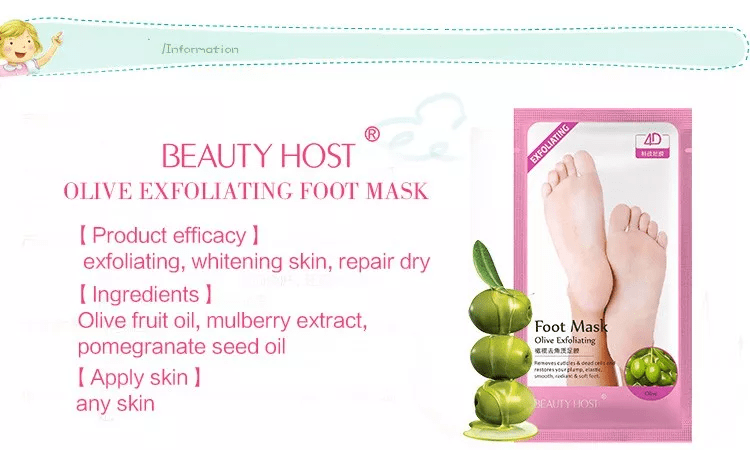 Foot Mask with Olive Oil extract to exfoliate the feet