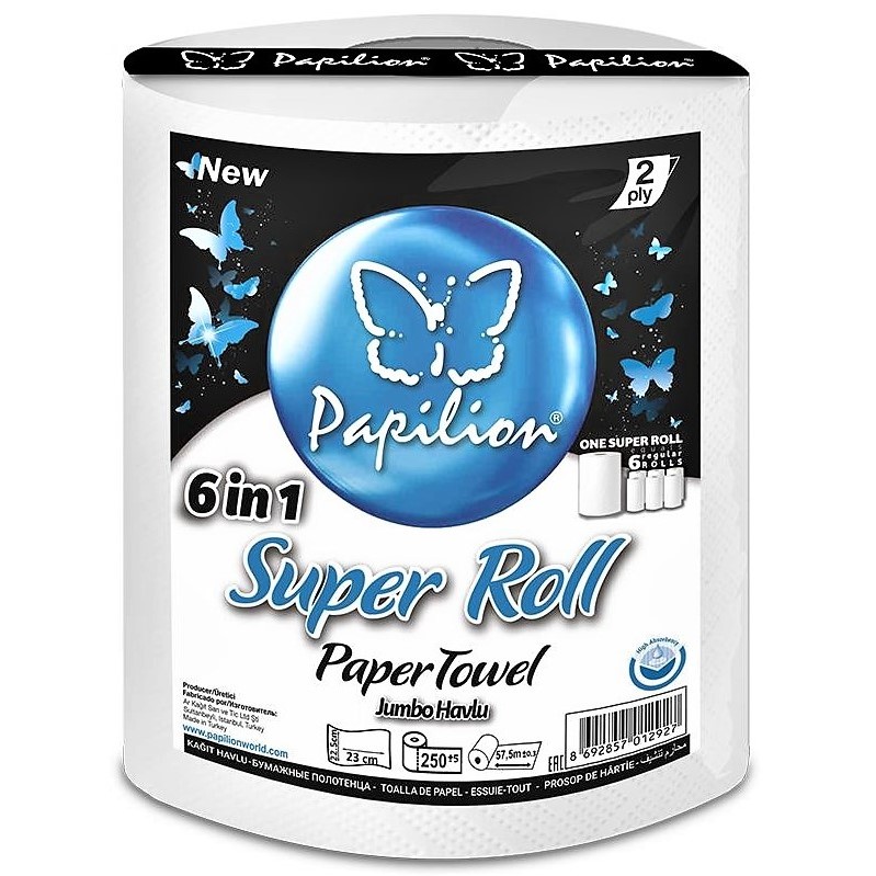 Paper Toiling Papilion Jumbo Super Roll Highly Absorbent Toweling Paper (2 Ply ...